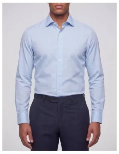 Institchu Aldwych Non Iron Check Shirt in Baby Blue