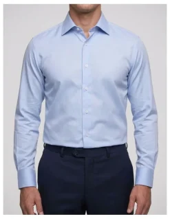 Institchu Asan Blue Herringbone Cotton Shirt