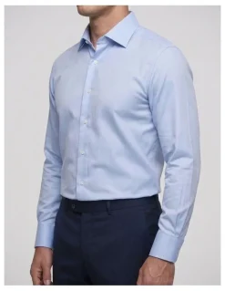 Institchu Asan Blue Herringbone Cotton Shirt