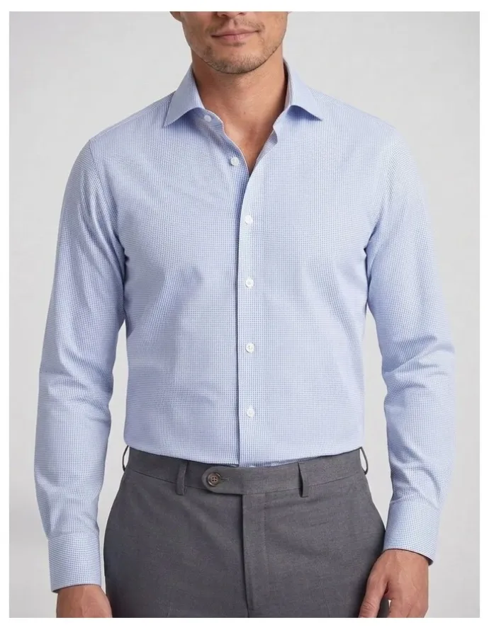 Institchu Austen Blue and White Pincheck Cotton Shirt