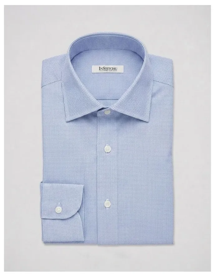 Institchu Austen Blue and White Pincheck Cotton Shirt