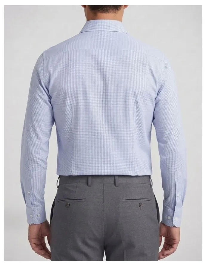 Institchu Austen Blue and White Pincheck Cotton Shirt