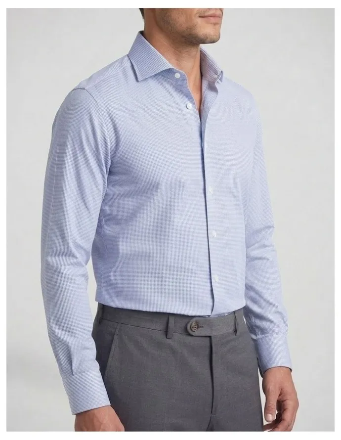 Institchu Austen Blue and White Pincheck Cotton Shirt