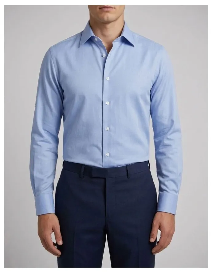 Institchu Duxbury Blue Dobby Cotton Shirt