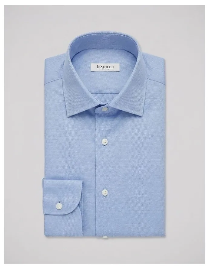 Institchu Duxbury Blue Dobby Cotton Shirt