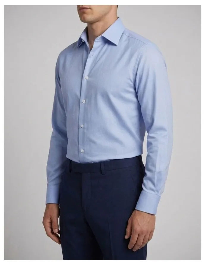 Institchu Duxbury Blue Dobby Cotton Shirt