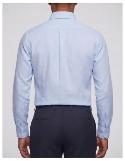 Institchu Fitzgerald Blue Cotton Linen Blend Shirt
