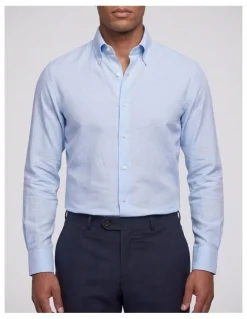 Institchu Fitzgerald Blue Cotton Linen Blend Shirt