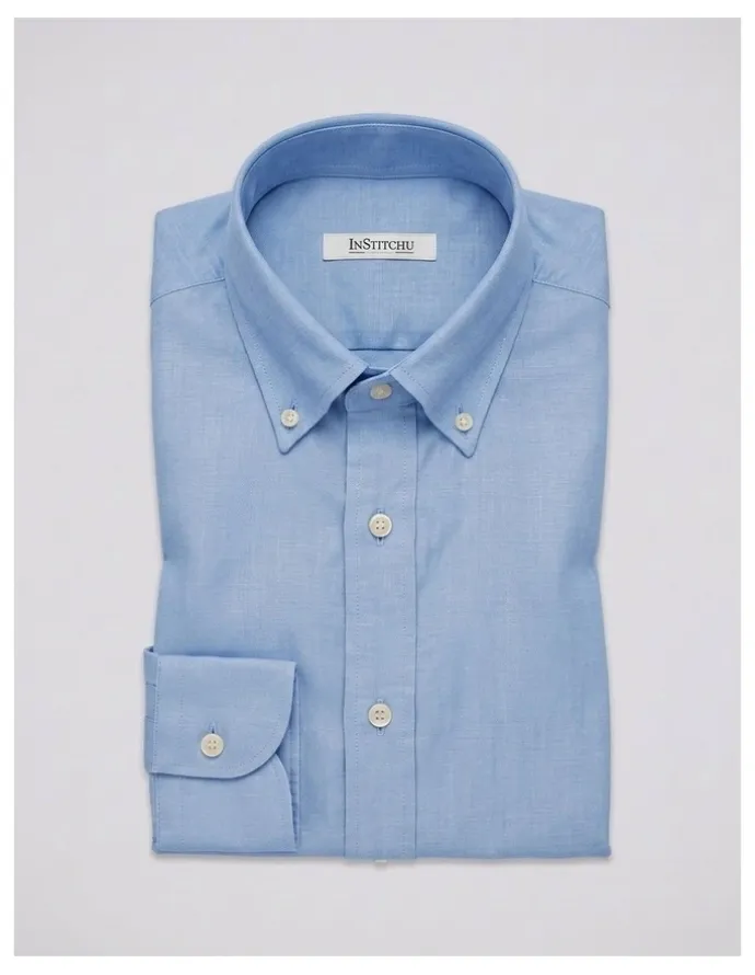 Institchu Fitzgerald Blue Cotton Linen Blend Shirt