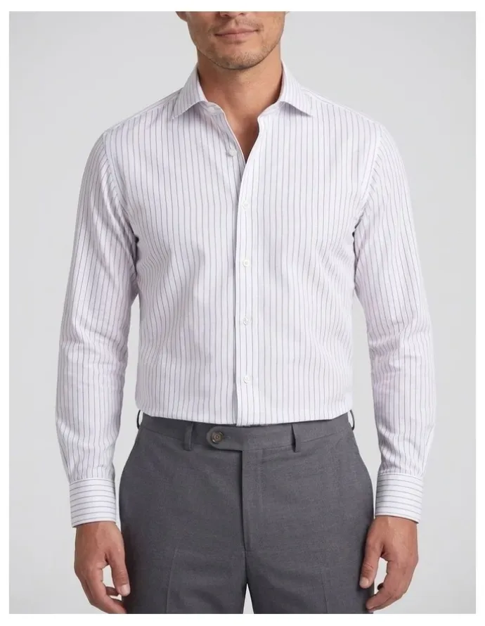 Institchu Gilligan Navy and White Pinstripe Cotton Shirt