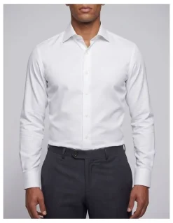 Institchu Hannaford White Herringbone Cotton Shirt