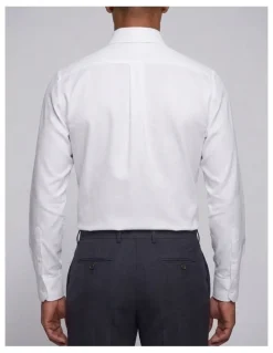 Institchu Hannaford White Herringbone Cotton Shirt
