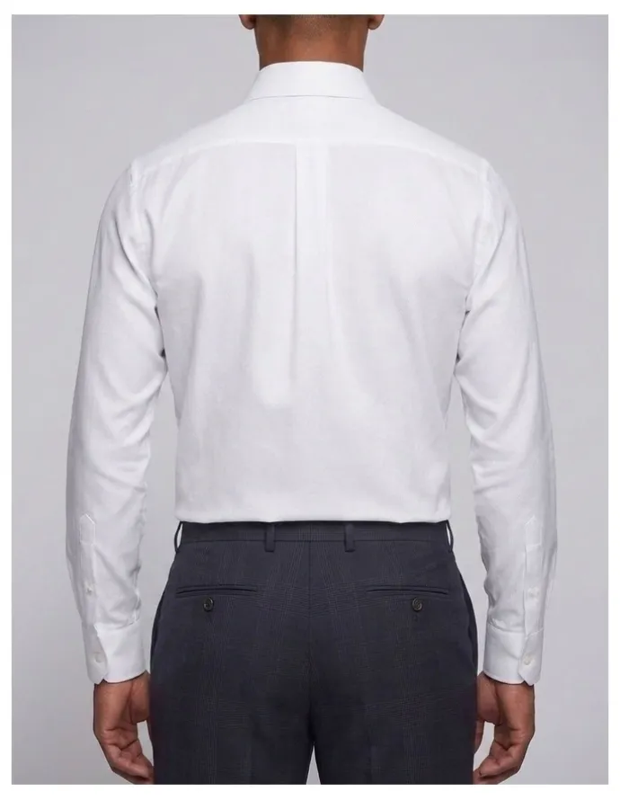 Institchu Hannaford White Herringbone Cotton Shirt