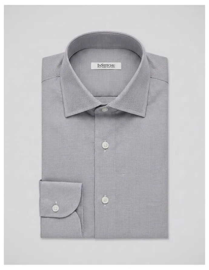 Institchu Wilson Grey Pincheck Cotton Shirt