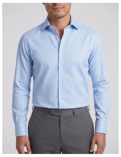 Institchu Wordsworth Blue and White Herringbone Cotton Shirt