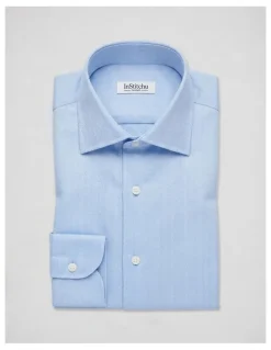 Institchu Wordsworth Blue and White Herringbone Cotton Shirt