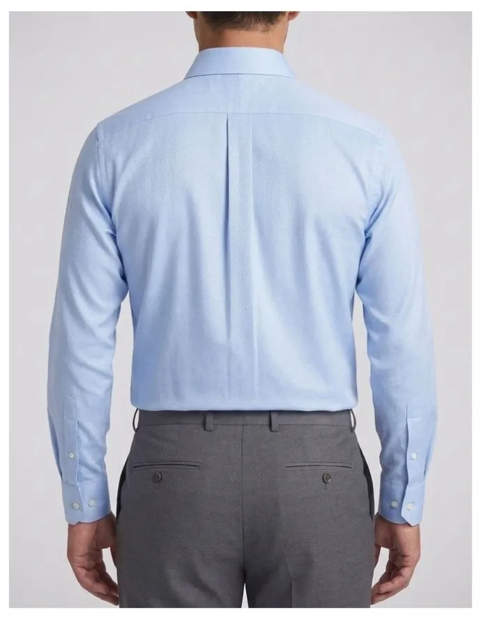 Institchu Wordsworth Blue and White Herringbone Cotton Shirt