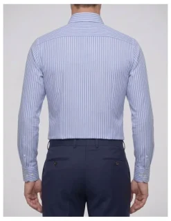 Institchu Yaupon Blue and White Striped Cotton Shirt
