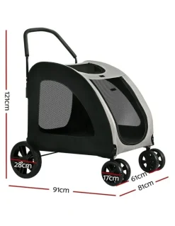 i.Pet Large Foldable Pet Stroller in Black/White