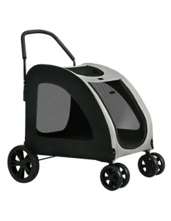 i.Pet Large Foldable Pet Stroller in Black/White