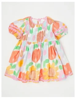 Jack & Milly Amelia Paper Touch Dress with Watercolour Floral Print