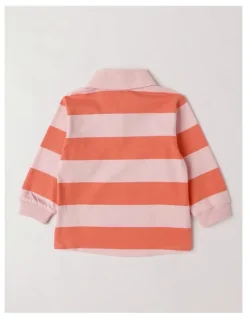 Jack & Milly April Stripe Rugby Tee with 3D Tulip Applique in Pink
