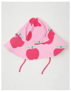 Jack & Milly Ariana One Piece Swimsuit with Matching Hat in Apple Print in Pink