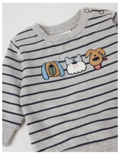 Jack & Milly Beau Top and Bottom Pant with Dog Boucle and Stripe Cargo Pant