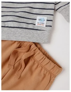 Jack & Milly Beau Top and Bottom Pant with Dog Boucle and Stripe Cargo Pant