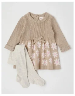 Jack & Milly Claire Daisy Knitted Dress and Tight Set