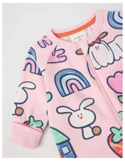 Jack & Milly Clancy Newborn Coverall with Sketchbook Stories Print in Light Pink