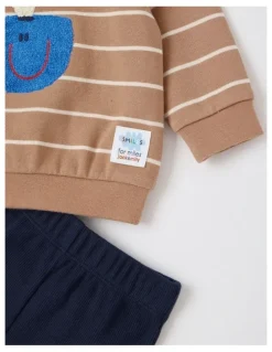 Jack & Milly Clay Boucle Whale Top and Pant Set in Assorted