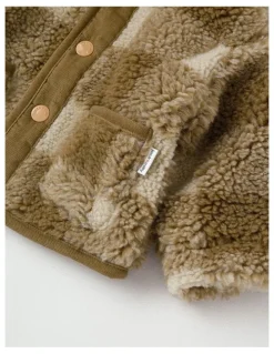 Jack & Milly Clover Check Sherpa Jacket in Brown