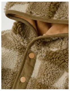 Jack & Milly Clover Check Sherpa Jacket in Brown