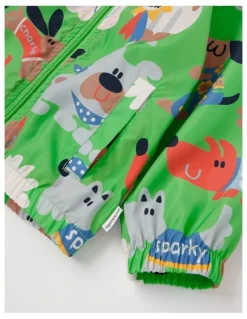 Jack & Milly Comet Fold Away Rain Coat with Best In Show Print in Green