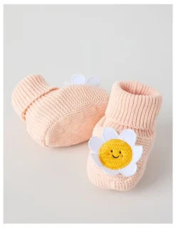 Jack & Milly Daisy Novelty Booties in Pink