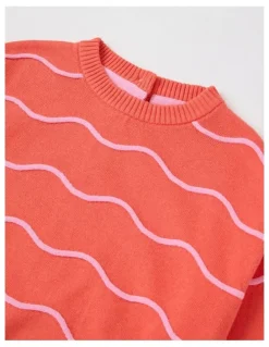 Jack & Milly Dolly Wavy Knit Jumper in Coral