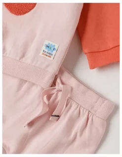 Jack & Milly Dylan Brushed Fleece Tracksuit Set with Tulip Boucle in Light Pink