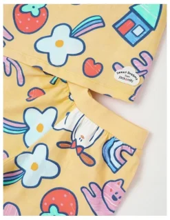 Jack & Milly Dylan Top & Bottom Pyjama Set in My Favourite Things Print in Yellow