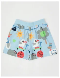 Jack & Milly Dylan Top & Bottom Pyjama Set in Day At The Park Print in Light Blue