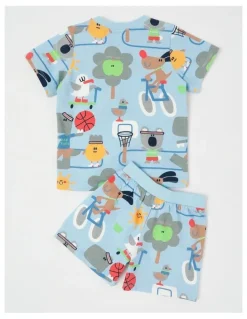 Jack & Milly Dylan Top & Bottom Pyjama Set in Day At The Park Print in Light Blue