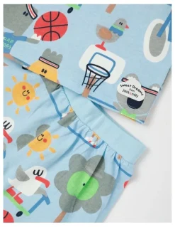 Jack & Milly Dylan Top & Bottom Pyjama Set in Day At The Park Print in Light Blue