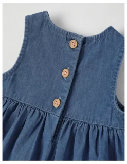 Jack & Milly Ella Dress Set with Embroidery On Hem in Denim