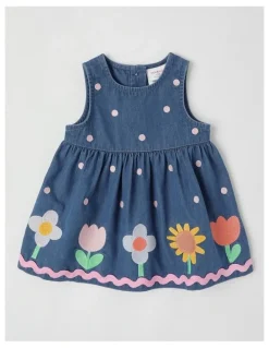 Jack & Milly Ella Dress Set with Embroidery On Hem in Denim