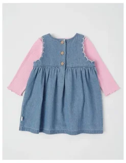 Jack & Milly Ella Embroidered Chambray dress and Rib Top Set in Blue