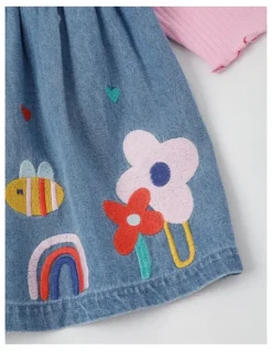 Jack & Milly Ella Embroidered Chambray dress and Rib Top Set in Blue