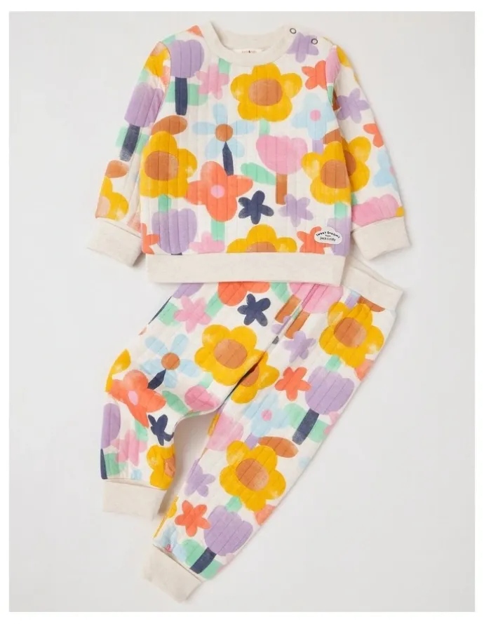 Jack & Milly Ellis Quilted Pyjama Set with Watercolour Floral Print