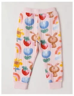 Jack & Milly Ellis Quilted Pyjama Set with Watercolour Bunny Print in Pink