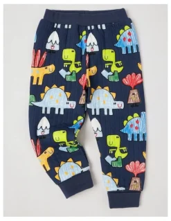 Jack & Milly Ellis Quilted Pyjama Set with Crayon Dino Print in Navy