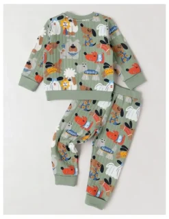Jack & Milly Ellis Quilted Pyjama Set with Best In Show Print in Green